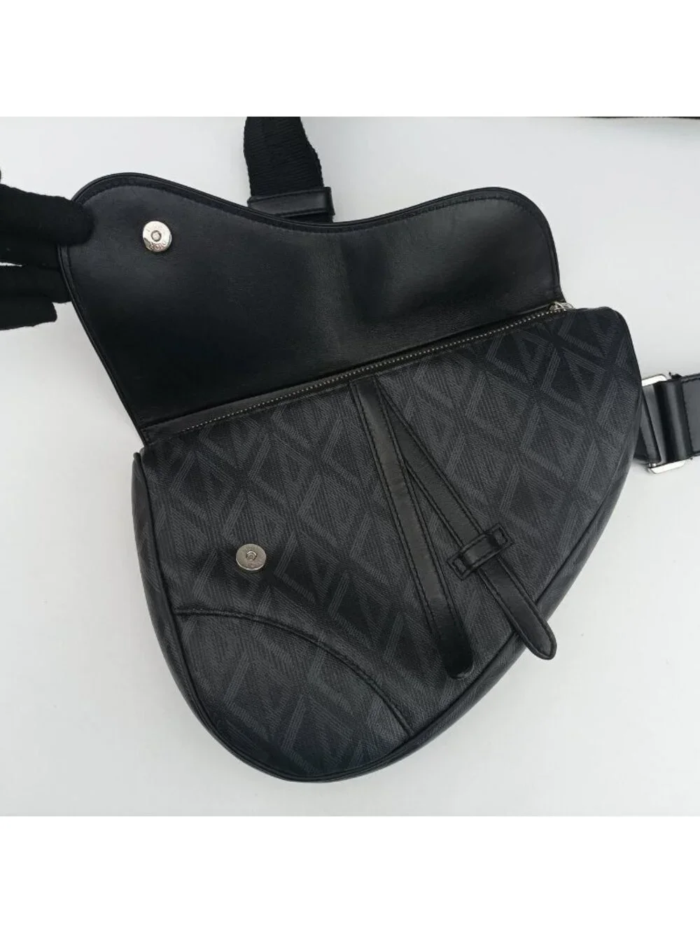 Dior Saddle Black Blue Leather Shoulder Bag